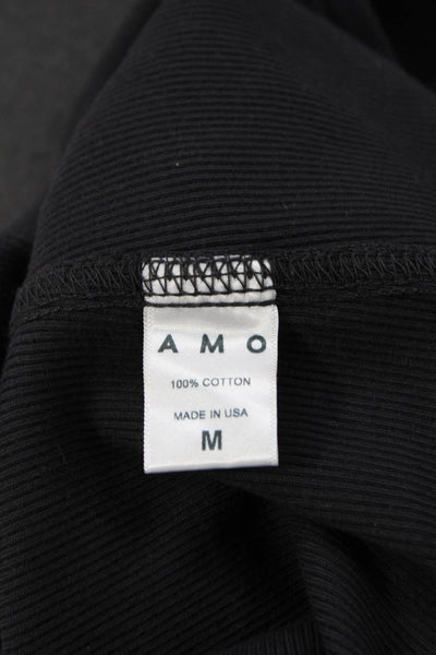 Amo Women Bodysuit Black Cotton Scoop Neck Sleeveless Size M