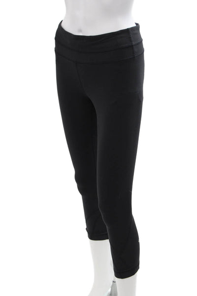 Lululemon Women Capri Leggings Black Zip Nylon Blend Size 4