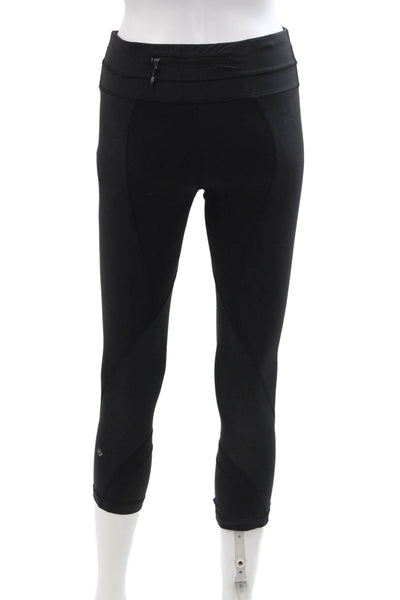Lululemon Women Capri Leggings Black Zip Nylon Blend Size 4