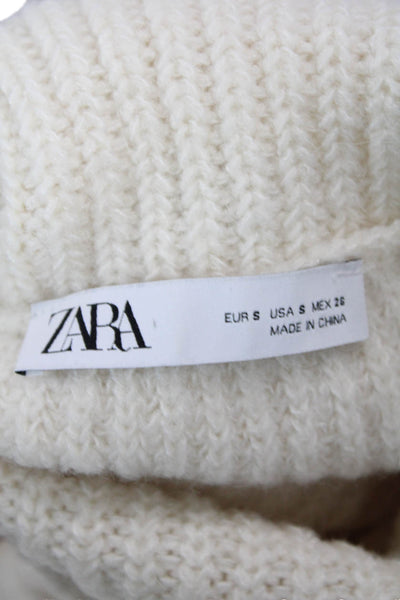 Zara Women Beige Turtleneck Pullover Long Sleeve Classic Size S