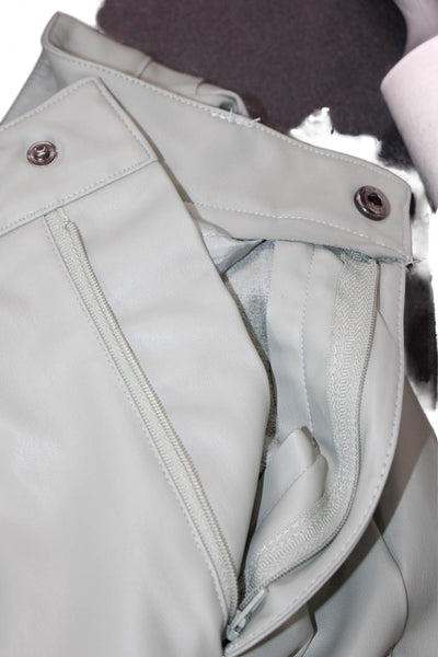 Zara Women Rain Pants Windbreaker Green Polyurethane Button Solid Army Size 31
