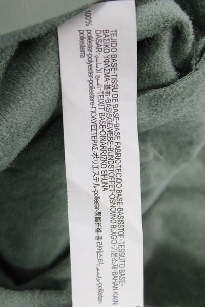 Zara Women Rain Pants Windbreaker Green Polyurethane Button Solid Army Size 31