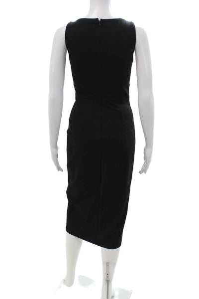 Yigal Azrouel Women Bodycon Pencil Dress Black V Neck Midi Size 2