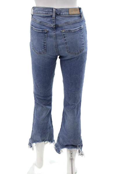 7 For All Mankind Womens High Rise Cropped Flared Jeans Blue Size 27