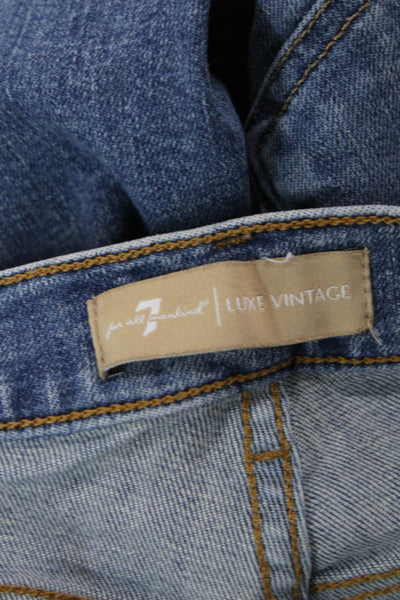 7 For All Mankind Womens High Rise Cropped Flared Jeans Blue Size 27