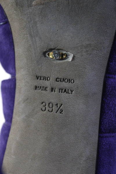 Sergio Rossi Womens Suede Cut Out Sandal Heels Purple Size 39.5 9.5