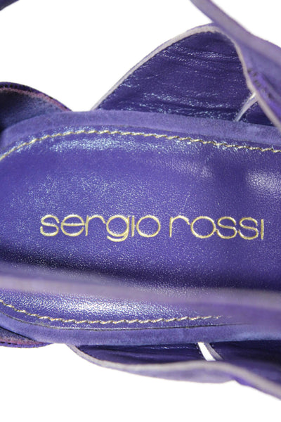 Sergio Rossi Womens Suede Cut Out Sandal Heels Purple Size 39.5 9.5