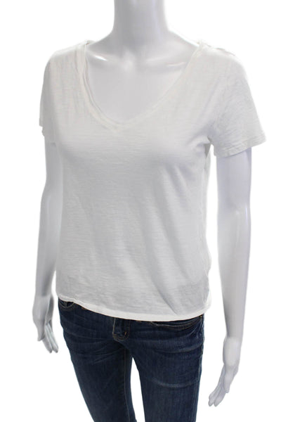 J Crew Womens Basic V-Neck White Cotton Short Sleeve T-Shirt Size XS