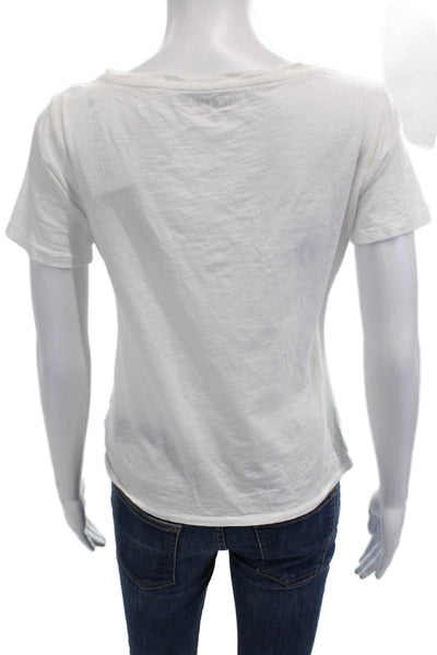 J Crew Womens Basic V-Neck White Cotton Short Sleeve T-Shirt Size XS
