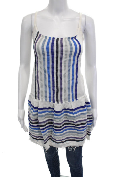 Lem Lem Women Slip Tank Dress Black Striped Sleeveless Boho Cotton Blend Size S