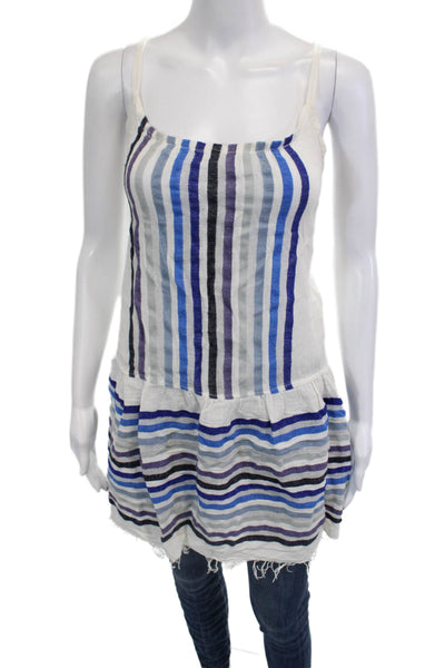 Lem Lem Women Slip Tank Dress Black Striped Sleeveless Boho Cotton Blend Size S