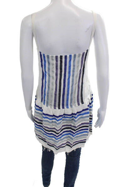Lem Lem Women Slip Tank Dress Black Striped Sleeveless Boho Cotton Blend Size S