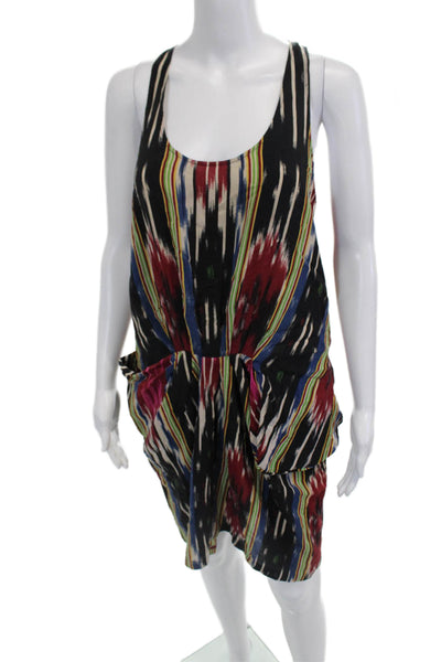 Thakoon Womens Jumpsuit Black Silk Striped Scoop Neck Sleeveless Size S