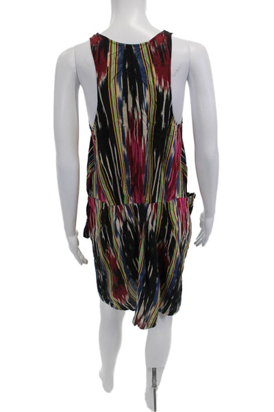 Thakoon Womens Jumpsuit Black Silk Striped Scoop Neck Sleeveless Size S
