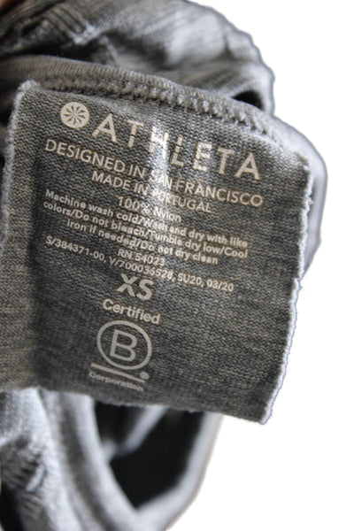 Athleta Women Basic Long Sleeve T-Shirt Gray Crew Neck 100% Nylon Size XS