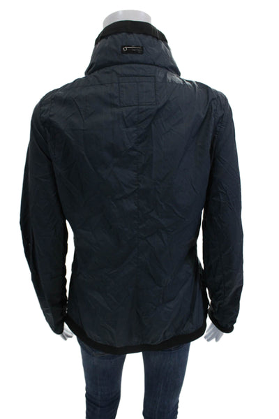 G Star Womens Windbreaker Dark Blue Polyamide High Neck Button Size L