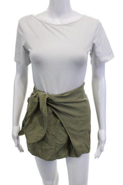 Zara Women Green Mini Wrap Skort Size XS