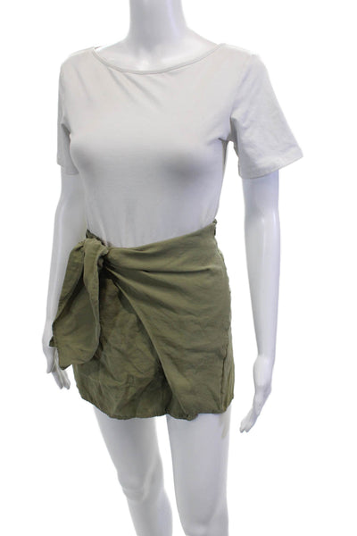 Zara Women Green Mini Wrap Skort Size XS