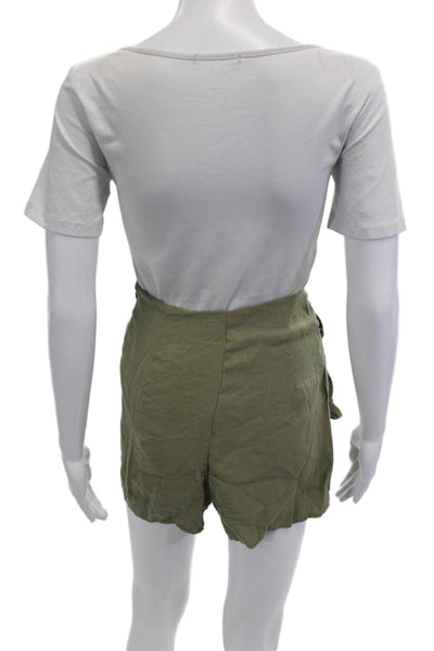 Zara Women Green Mini Wrap Skort Size XS