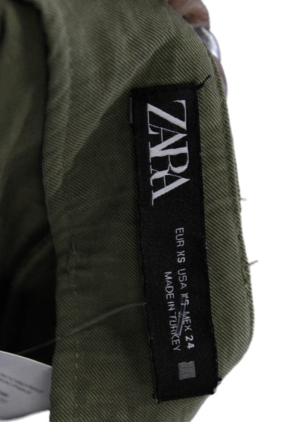Zara Women Green Mini Wrap Skort Size XS
