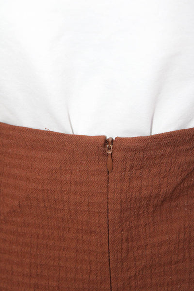 Zara Womens Straight Pencil Midi Skirt Brown Viscose Blend Size XS