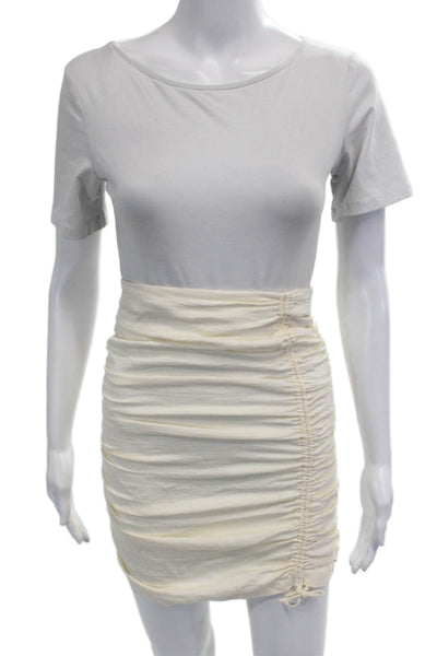 Zara Women Straight Pencil Skirt Midi Beige Size L