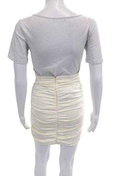 Zara Women Straight Pencil Skirt Midi Beige Size L