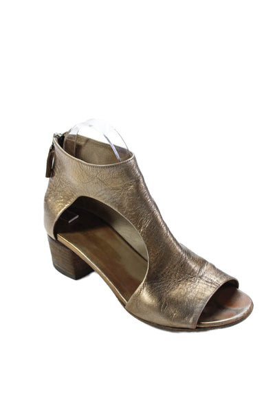 Marsell Womens Open Toe Zippered Heeled Bootie Brown Size 6.5