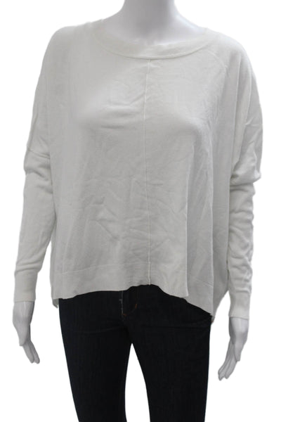 Gab kate Women White Classic Pullover Sweater Long Sleeve Round Neck Size M