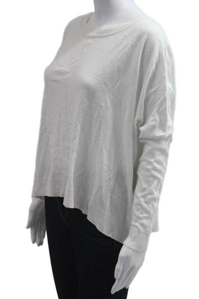Gab kate Women White Classic Pullover Sweater Long Sleeve Round Neck Size M