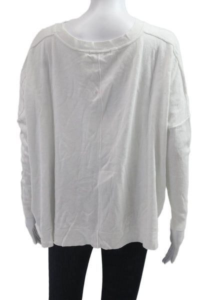 Gab kate Women White Classic Pullover Sweater Long Sleeve Round Neck Size M