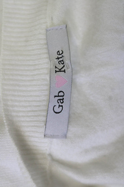 Gab kate Women White Classic Pullover Sweater Long Sleeve Round Neck Size M