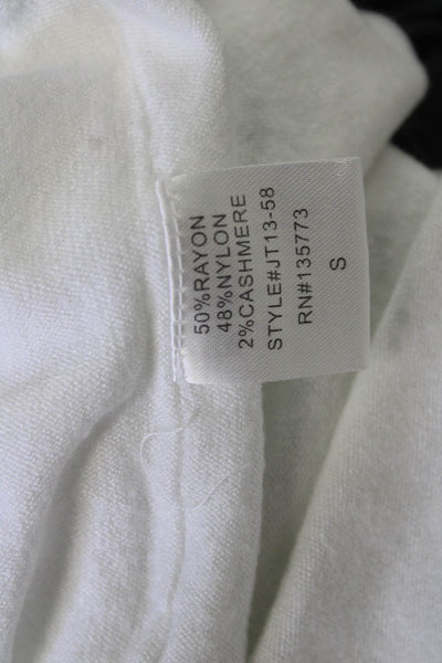 Gab kate Women White Classic Pullover Sweater Long Sleeve Round Neck Size M