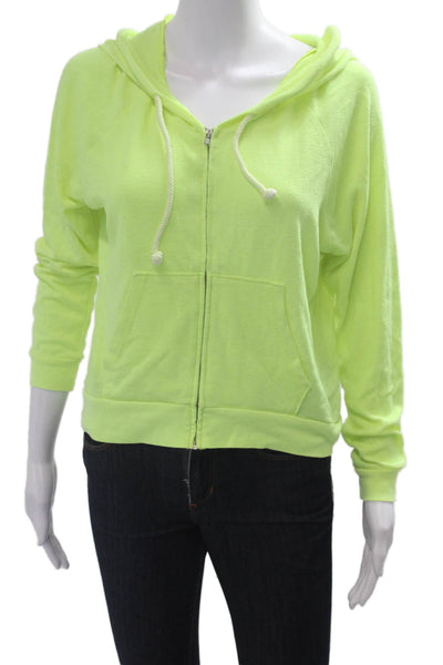 Soul Cycle Women Full-zip Hoodie Yellow Geometric Long Sleeve Drawstring Size S