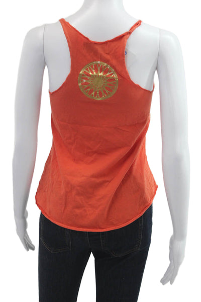 Soul Cycle Women Camisole Orange Cotton Graphic Sports Size S