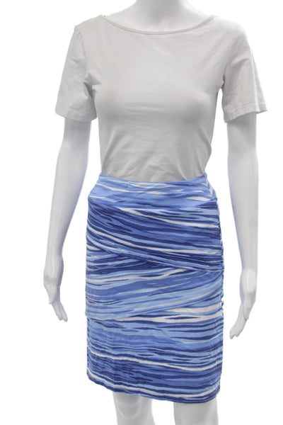 J. Mclaughlin Women Straight Pencil Skirt Blue Striped Size L