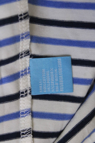 J. Mclaughlin Women White Striped Jersey T-Shirt 3/4 Sleeve Round Neck Size XL