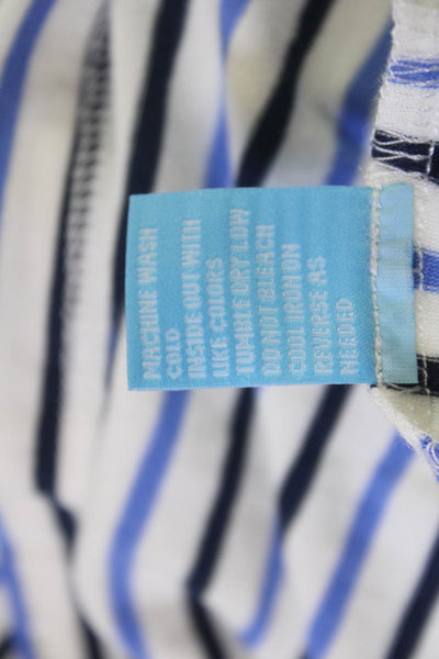 J. Mclaughlin Women White Striped Jersey T-Shirt 3/4 Sleeve Round Neck Size XL