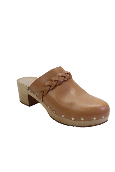 Loeffler Randall Womens Studded Detail Braided Accent Clogs Beige Size 10