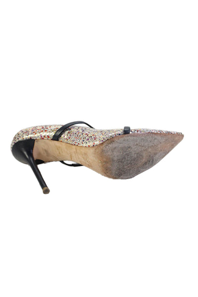 Malone Souliers Womens Stiletto Splatter Snakeskin Mules Pumps White Size 38.5