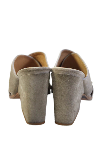 Alberto Fermani Womens Block Heel Cross Strap Slide Sandals Brown Suede 37.5