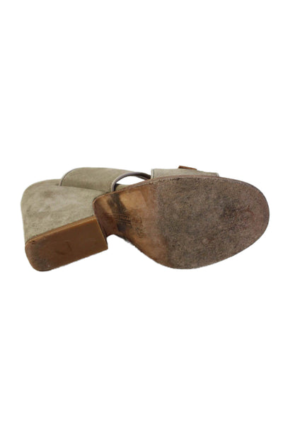 Alberto Fermani Womens Block Heel Cross Strap Slide Sandals Brown Suede 37.5