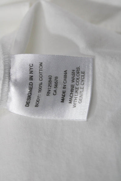 Intermix Women Basic White Solid Cotton Button Up 3/4 Sleeve Blouse Size M