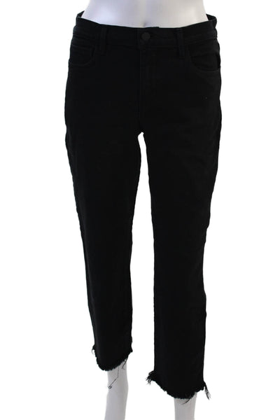 L Agence Womens Black Cropped Skinny High Rise Jeans Button Fly Size 25