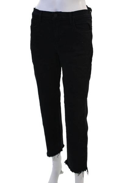 L Agence Womens Black Cropped Skinny High Rise Jeans Button Fly Size 25