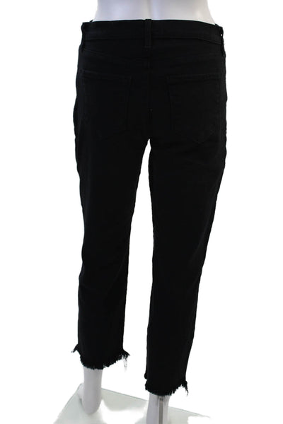 L Agence Womens Black Cropped Skinny High Rise Jeans Button Fly Size 25