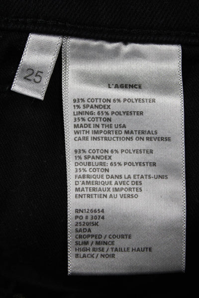 L Agence Womens Black Cropped Skinny High Rise Jeans Button Fly Size 25