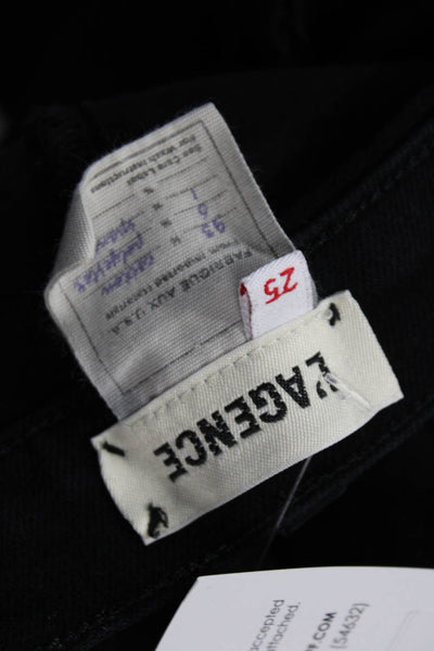 L Agence Womens Black Cropped Skinny High Rise Jeans Button Fly Size 25
