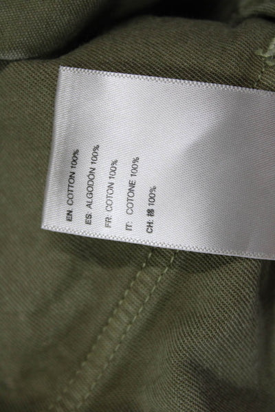John Elliott Mens Bermuda Cargo Shorts Green Cotton Button Solid Size 26