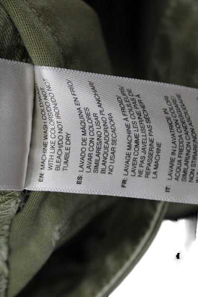 John Elliott Mens Bermuda Cargo Shorts Green Cotton Button Solid Size 26